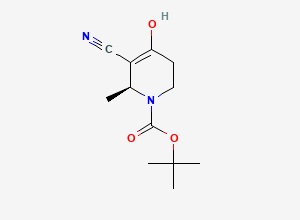 Two-dimensional chemical structure of tert-butyl (6S)-5-cyano-4-hydroxy-6-methyl-3,6-dihydro-2H-pyridine-1-carboxylate