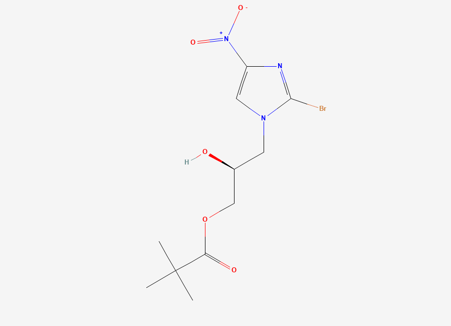 Two-dimensional chemical structure of Pretomanid Hydroxy Propyl Pivalate Impurity, CAS 2755727-09-2