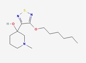 Two-dimensional chemical structure of 3-(4-(hexyloxy)-1,2,5-thiadiazol-3-yl)-1-methylpiperidin-3-ol