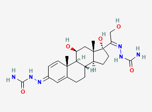 Two-dimensional chemical structure of 3,20-Disemicarbazone-11beta,17,21-trihydroxy-pregna-1,4-diene-3,20-dione