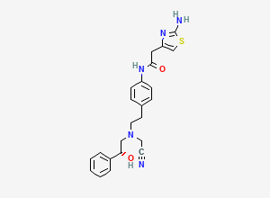 Two-dimensional chemical structure of Cynaomethyl Mirabegron, CAS 2416733-26-9