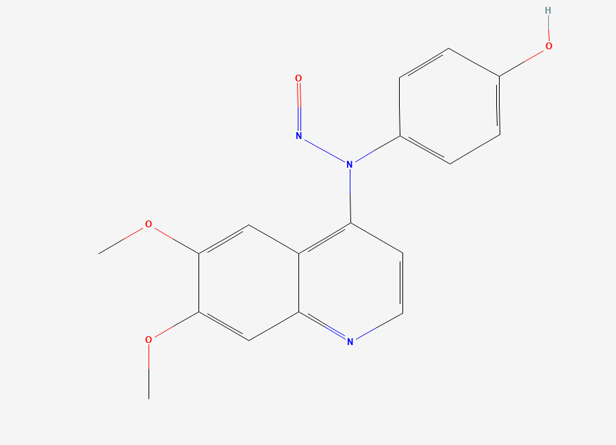 Two-dimensional chemical structure of N-(6,7-dimethoxyquinolin-4-yl)-N-(4-hydroxyphenyl)nitrous amide