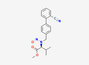 Two-dimensional chemical structure of (S)-methyl 2-(((2'-cyano-[1,1'-biphenyl]-4-yl)methyl)(nitroso)amino)-3-methylbutanoate