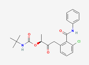 Two-dimensional chemical structure of (S)-4-(3-chloro-2-(phenylcarbamoyl)phenyl)-3-oxobutan-2-yl tert-butylcarbamate, CAS 1386861-47-7