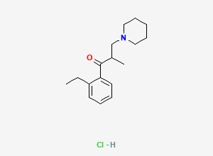 Two-dimensional chemical structure of 1-Propanone, 1-(2-ethylphenyl)-2-methyl-3-(1-piperidinyl)-, Hydrochloride (1:1), CAS 2608845-70-9