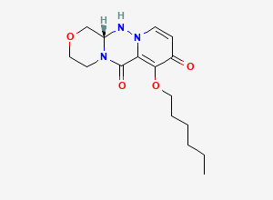 Two-dimensional chemical structure of (3S)-11-hexoxy-5-oxa-1,2,8-triazatricyclo[8.4.0.03,8]tetradeca-10,13-diene-9,12-dione