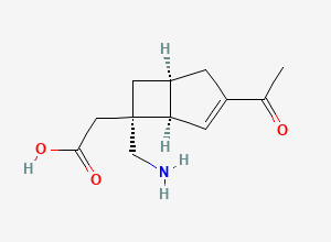 Two-dimensional chemical structure of 2-((1S,5S,6S)-3-acetyl-6-(aminomethyl)bicyclo[3.2.0]hept-3-en-6-yl)acetic acid