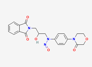 Two-dimensional chemical structure of N-(3-(1,3-dioxoisoindolin-2-yl)-2-hydroxypropyl)-N-(4-(3-oxomorpholino)phenyl)nitrous amide