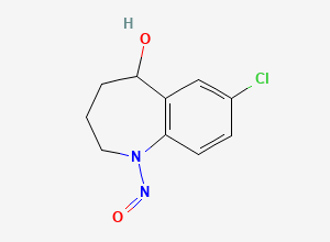 Two-dimensional chemical structure of 7-Chloro-1-nitroso-2,3,4,5-tetrahydro-1H-benzo[b]azepin-5-ol