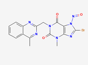 Two-dimensional chemical structure of 8-bromo-3-methyl-1-((4-methylquinazolin-2-yl)methyl)-7-nitroso-3,7-dihydro-1H-purine-2,6-dione
