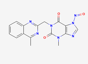 Two-dimensional chemical structure of 3-methyl-1-((4-methylquinazolin-2-yl)methyl)-7-nitroso-3,7-dihydro-1H-purine-2,6-dione