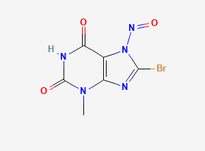 Two-dimensional chemical structure of 8-bromo-3-methyl-7-nitroso-3,7-dihydro-1H-purine-2,6