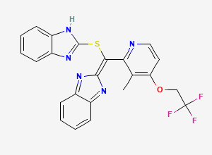Two-dimensional chemical structure of 2-(((2H-benzo[d]imidazol-2-ylidene)(3-methyl-4-(2,2,2-trifluoroethoxy)pyridin-2-yl)methyl)thio)-1H-benzo[d]imidazole, CAS 1683584-88-4