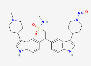 Two-dimensional chemical structure of N-methyl-2-(3-(1-methylpiperidin-4-yl)-1H-indol-5-yl)-2-(3-(1-nitrosopiperidin-4-yl)-1H-indol-5-yl)ethanesulfonamide