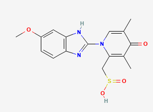 Two-dimensional chemical structure of (1-(5-methoxy-1H-benzo[d]imidazol-2-yl)-3,5-dimethyl-4-oxo-1,4-dihydropyridin-2-yl)methanesulfinic acid