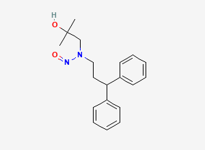 Two-dimensional chemical structure of N-(3,3-diphenylpropyl)-N-(2-hydroxy-2-methylpropyl)nitrous amide