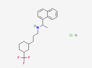 Two-dimensional chemical structure of N-(1-(Naphthalen-1-yl)ethyl)-3-(3-(trifluoromethyl)cyclohexyl)propan-1-amine Hydrochloride