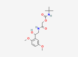 Two-dimensional chemical structure of 2-((2-(2,5-Dimethoxyphenyl)-2-hydroxyethyl)amino)-2-oxoethyl tert-butylcarbamate