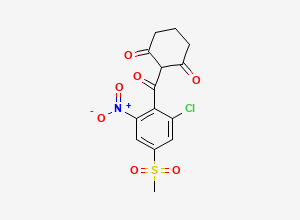 Two-dimensional chemical structure of 2-(2-chloro-4-(methylsulfonyl)-6-nitrobenzoyl)cyclohexane-1,3-dione