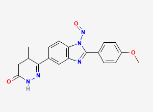 Two-dimensional chemical structure of 6-(2-(4-Methoxyphenyl)-1-nitroso-1H-benzo[d]imidazol-5-yl)-5-methyl-4,5-dihydropyridazin-3(2H)-one