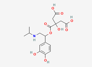 Two-dimensional chemical structure of 3-((1-(3,4-dihydroxyphenyl)-2-(isopropylamino)ethoxy)carbonyl)-3-hydroxypentanedioic acid