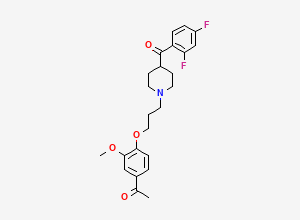 Two-dimensional chemical structure of 1-(4-(3-(4-(2,4-difluorobenzoyl)piperidin-1-yl)propoxy)-3-methoxyphenyl)ethanone