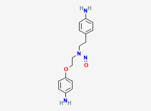 Two-dimensional chemical structure of N-(4-aminophenethyl)-N-(2-(4-aminophenoxy)ethyl)nitrous amide