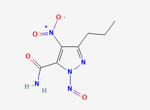 Two-dimensional chemical structure of 4-Nitro-1-nitroso-3-propyl-1H-pyrazole-5-carboxamide