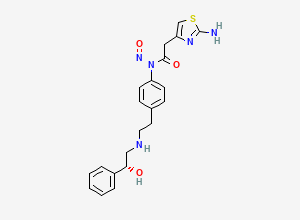 Two-dimensional chemical structure of (R)-2-(2-aminothiazol-4-yl)-N-(4-(2-((2-hydroxy-2-phenylethyl)amino)ethyl)phenyl)-N-nitrosoacetamide