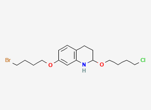 Two-dimensional chemical structure of 7-(4-bromobutoxy)-2-(4-chlorobutoxy)-1,2,3,4-tetrahydroquinoline