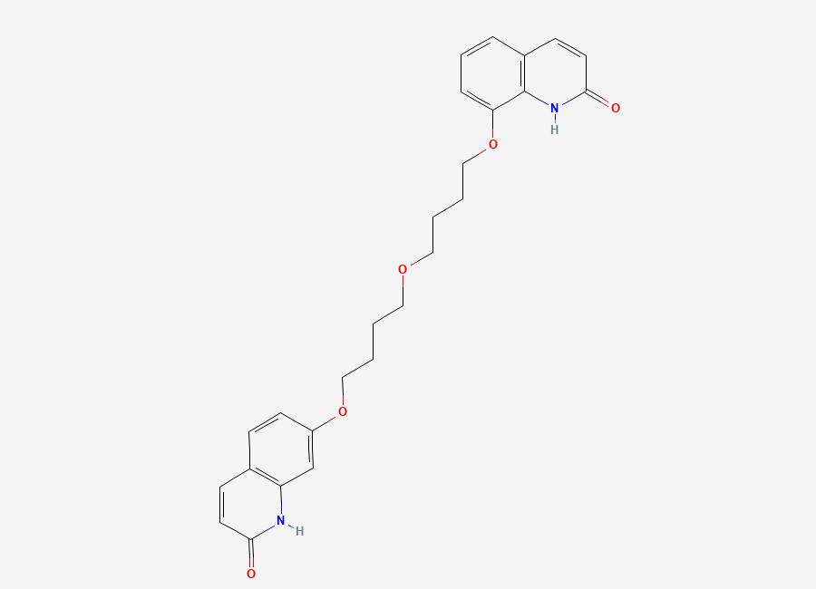 Two-dimensional chemical structure of 8-(4-(4-((2-oxo-1,2-dihydroquinolin-7-yl)oxy)butoxy)butoxy)quinolin-2(1H)-one