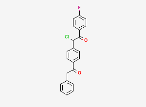 Two-dimensional chemical structure of 2-chloro-1-(4-fluorophenyl)-2-[4-(2-phenylacetyl)phenyl]ethanone