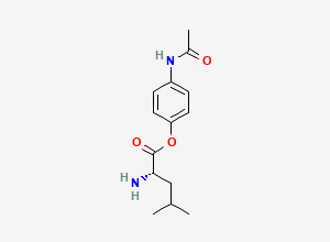 Two-dimensional chemical structure of (4-acetamidophenyl) (2S)-2-amino-4-methylpentanoate, CAS 801215-24-7