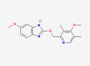 Two-dimensional chemical structure of 6-Methoxy-2-((4-methoxy-3, 5-dimethylpyridin-2-yl)methoxy)-1H-benzo[d]imidazole, CAS 2451927-88-9