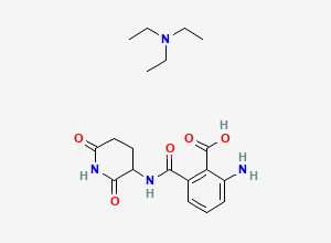 Two-dimensional chemical structure of 2-Amino-6-[[(2,6-dioxo-3-piperidinyl)amino]carbonyl]benzoic acid, triethylamine salt