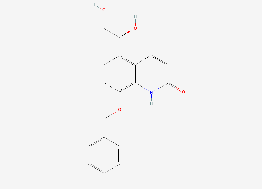 Two-dimensional chemical structure of (R)-8-(benzyloxy)-5-(1,2-dihydroxyethyl)quinolin-2(1H)-one, CAS 1261219-83-3