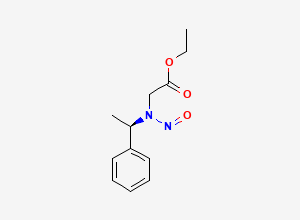 Two-dimensional chemical structure of Ethyl (R)-N-nitroso-N-(1-phenylethyl)glycinate, CAS 2763812-26-4