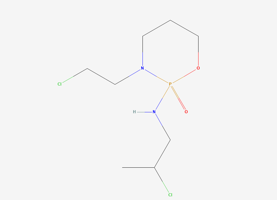 Two-dimensional chemical structure of 3-(2-chloroethyl)-N-(2-chloropropyl)-2-oxo-1,3,2lambda5-oxazaphosphinan-2-amine, CAS 2649320-48-7