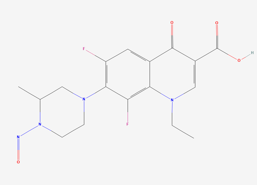 Two-dimensional chemical structure of N-Nitroso Lomefloxacin