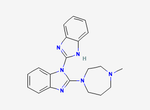 Two-dimensional chemical structure of 1-(1H-benzimidazol-2-yl)-2-(4-methyl-1,4-diazepan-1-yl)benzimidazole