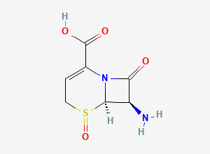 Two-dimensional chemical structure of (6R,7R)-7-Amino-8-oxo-5-thia-1-azabicyclo[4.2.0]oct-2-ene-2-carboxylic acid 5-oxide, CAS 79601-96-0