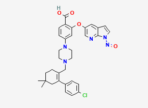 Two-dimensional chemical structure of 4-(4-((4'-chloro-5,5-dimethyl-3,4,5,6-tetrahydro-[1,1'-biphenyl]-2-yl)methyl)piperazin-1-yl)-2-((1-nitroso-1H-pyrrolo[2,3-b]pyridin-5-yl)oxy)benzoic acid