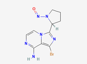 Two-dimensional chemical structure of (S)-1-Bromo-3-(1-nitrosopyrrolidin-2-yl)imidazo[1,5-a]pyrazin-8-amine