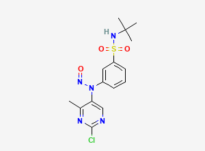 Two-dimensional chemical structure of N-(Tert-butyl)-3-((2-chloro-4-methylpyrimidin-5-yl)(nitroso)amino)benzenesulfonamide