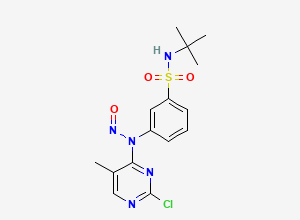 Two-dimensional chemical structure of N-(tert-butyl)-3-((2-chloro-5-methylpyrimidin-4-yl)(nitroso)amino)benzenesulfonamide