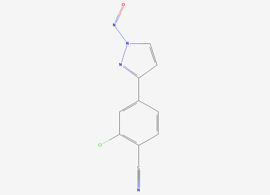 Two-dimensional chemical structure of 2-Chloro-4-(1-nitroso-1H-pyrazol-3-yl)benzonitrile