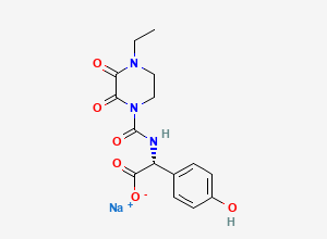 Two-dimensional chemical structure of (R)-2-(4-Ethyl-2,3-Dioxopiperazine-1-Carboxamido)-2-(4-Hydroxyphenyl)acetic Acid, Sodium salt, CAS 82778-05-0