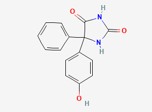 Two-dimensional chemical structure of 5-(4-Hydroxyphenyl)-5-phenylhydantoin, CAS 2784-27-2