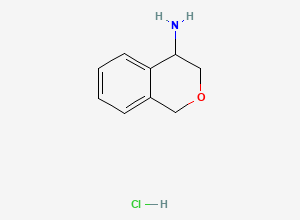 Two-dimensional chemical structure of 3,4-dihydro-1H-2-benzopyran-4-amine hydrochloride