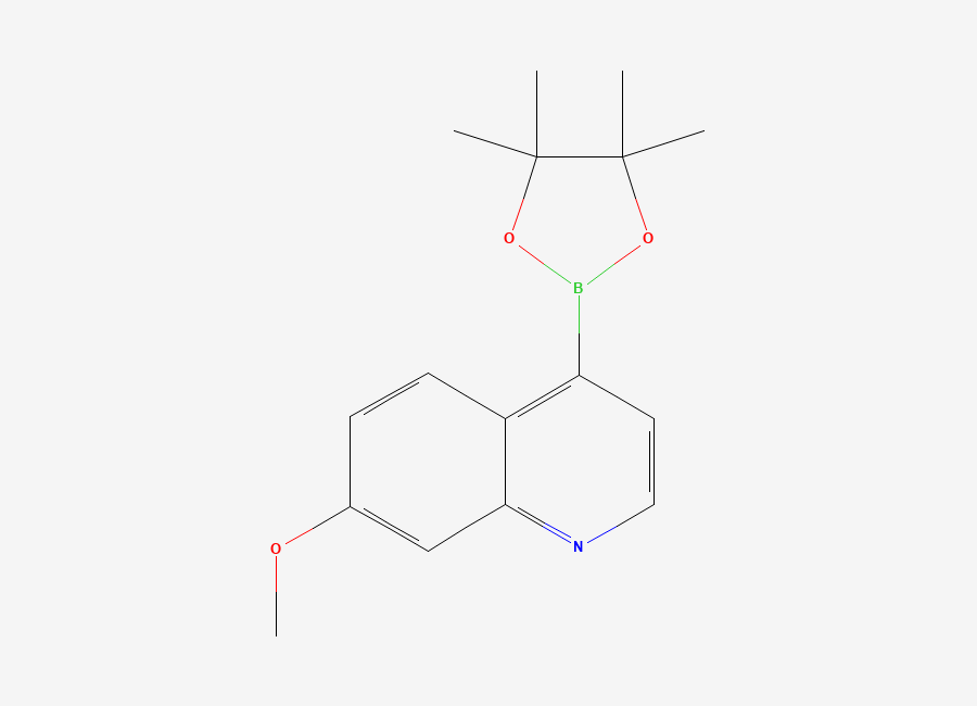 Two-dimensional chemical structure of 7-Methoxy-4-(4,4,5,5-tetramethyl-1,3,2-dioxaborolan-2-yl)quinoline